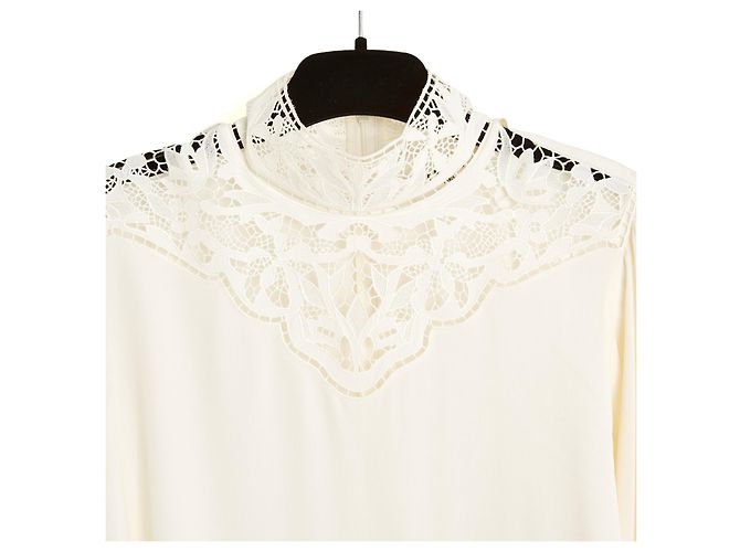 Céline Celine Top de Seda y Encaje Hedi Slimane Crudo - vista 2