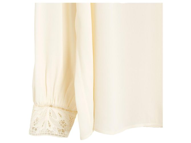 Céline Celine Top de Seda y Encaje Hedi Slimane Crudo - vista 3