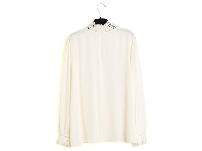 Céline Celine Top de Seda y Encaje Hedi Slimane Crudo - vista 4