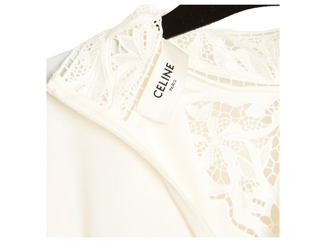 Céline Celine Top de Seda y Encaje Hedi Slimane Crudo - vista 5