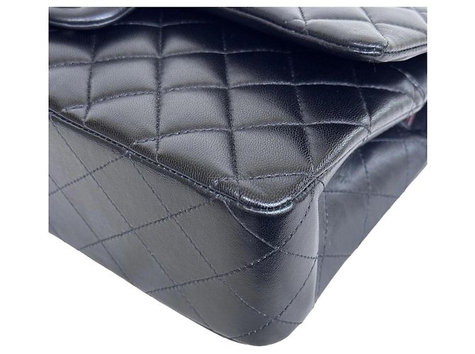 Timeless Chanel Classic Double Flap Medium Schwarz Lammleder Silber - Ansicht 13