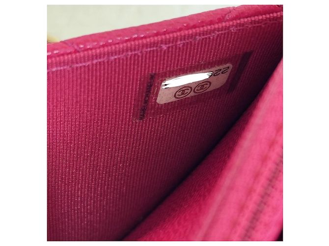 Chanel Wallet on Chain WOC Rosa Raspberry Caviar Leder Goldfarbene Details - Ansicht 12