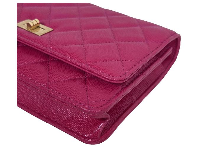 Chanel Wallet on Chain WOC Rosa Raspberry Caviar Leder Goldfarbene Details - Ansicht 14