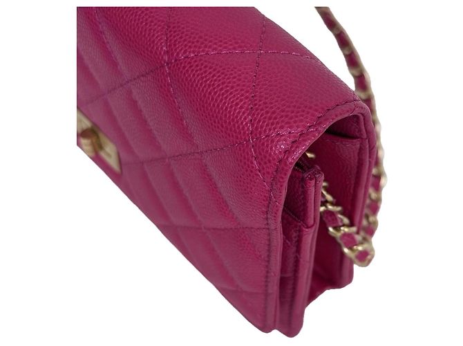 Chanel Wallet on Chain WOC Rosa Raspberry Caviar Leder Goldfarbene Details - Ansicht 3