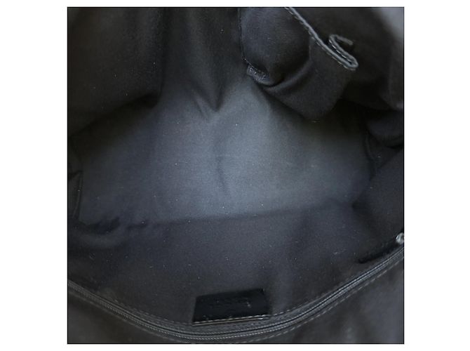 Borsa Tote Gucci Abbey in Tela Blu Scuro e Pelle Nera - vista 9