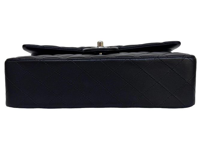 Timeless Chanel Classic Double Flap Medium Schwarz Lammleder Silber - Ansicht 10