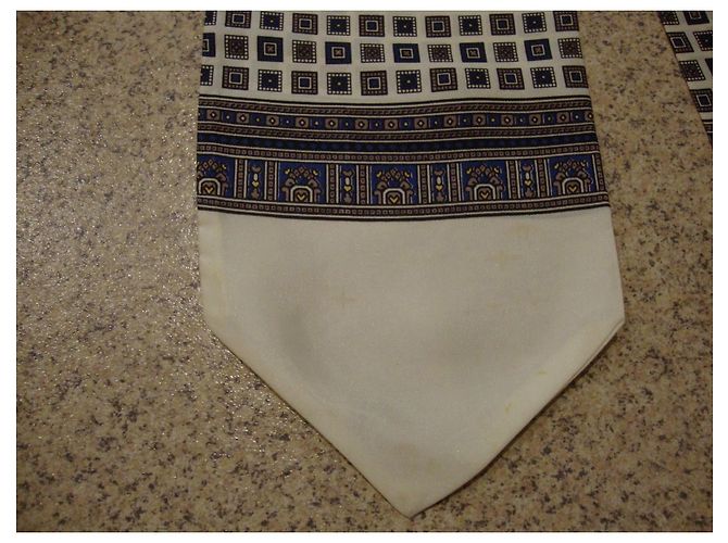 Hermès Seidenschal Geometrische Muster Braun Weiß Blau - Ansicht 2