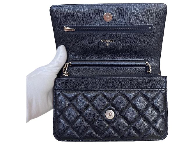 Chanel Wallet on Chain WOC Black Caviar Champagne Gold Hardware - view 8
