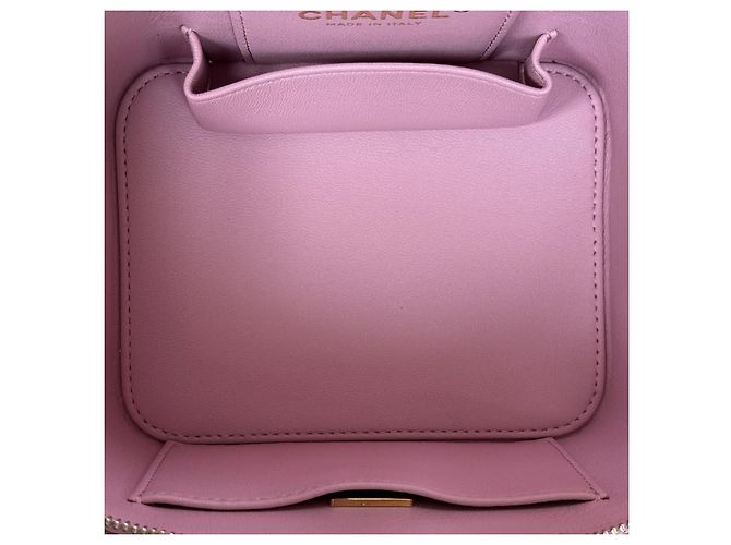 Chanel Piccola Vanity Borsa in Pelle Caviar Rosa Hardware Dorato 22S - vista 11