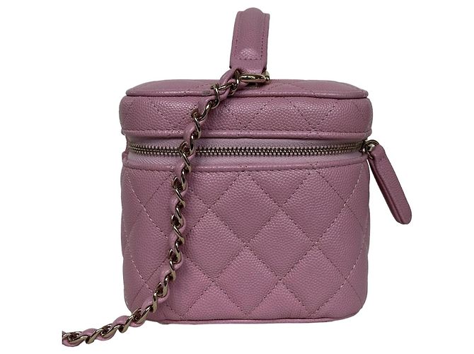 Chanel Piccola Vanity Borsa in Pelle Caviar Rosa Hardware Dorato 22S - vista 2