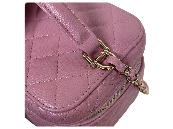 Chanel Piccola Vanity Borsa in Pelle Caviar Rosa Hardware Dorato 22S - vista 6