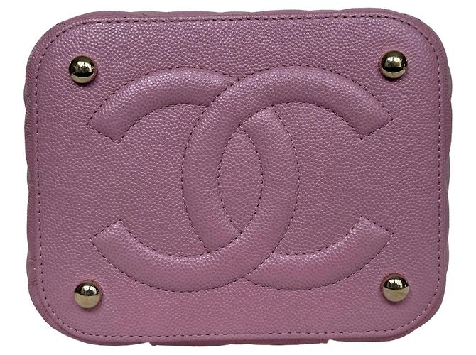 Chanel Piccola Vanity Borsa in Pelle Caviar Rosa Hardware Dorato 22S - vista 7