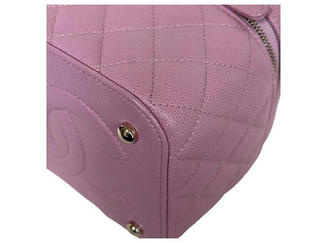 Chanel Piccola Vanity Borsa in Pelle Caviar Rosa Hardware Dorato 22S - vista 8