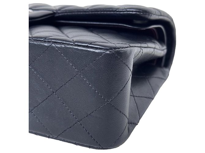 Timeless Chanel Classic Double Flap Small Schwarz Lammleder Silber - Ansicht 6