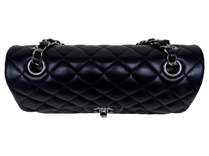 Timeless Chanel Classic Double Flap Small Schwarz Lammleder Silber - Ansicht 8
