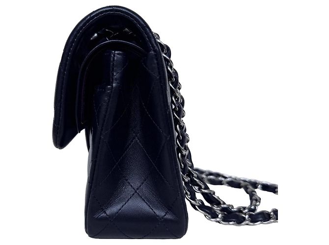 Timeless Chanel Classic Double Flap Small Schwarz Lammleder Silber - Ansicht 9