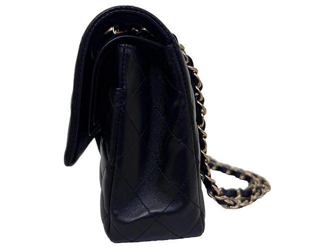 Timeless Mala Chanel Classic Double Flap Medium Pele de Cordeiro Preta - vista 5