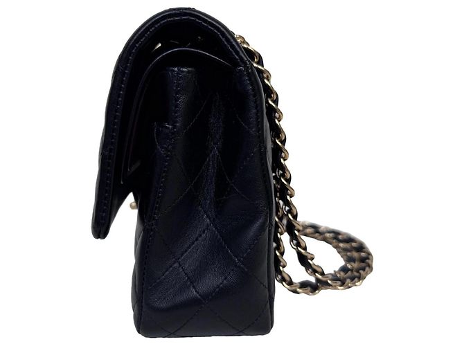 Timeless Chanel Classic Double Flap Medium Schwarz Lammleder Goldfarben - Ansicht 3