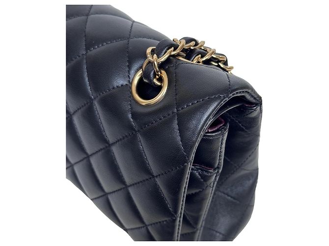 Timeless Chanel Classic Double Flap Medium Schwarz Lammleder Goldfarben - Ansicht 4