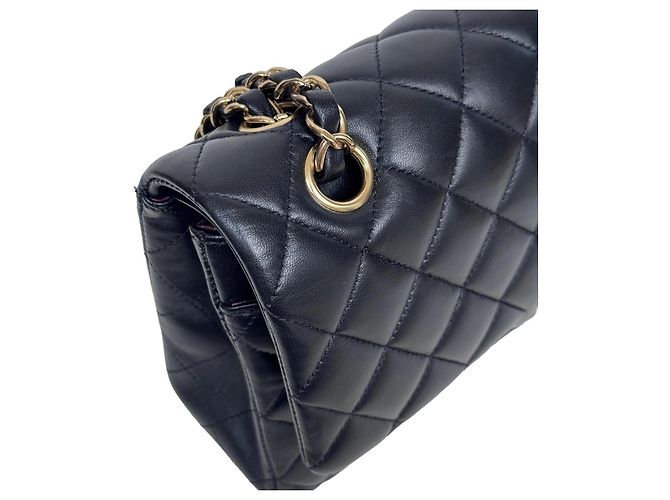 Timeless Chanel Classic Double Flap Medium Schwarz Lammleder Goldfarben - Ansicht 5
