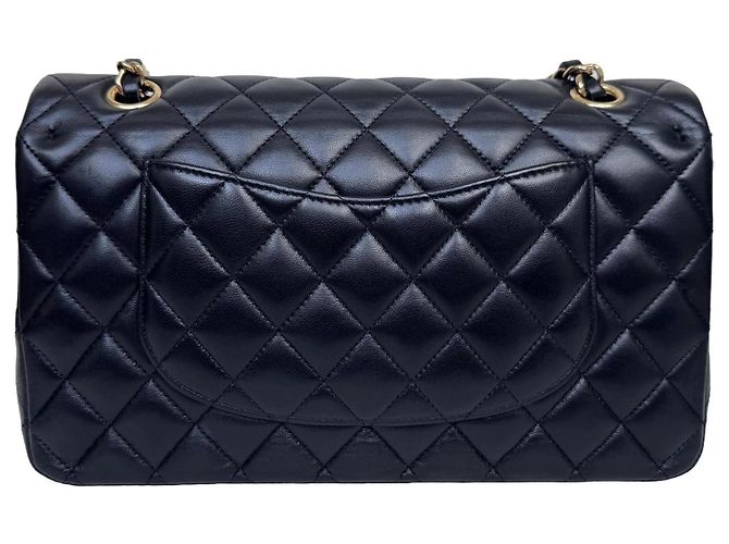 Timeless Chanel Classic Double Flap Medium Schwarz Lammleder Goldfarben - Ansicht 7