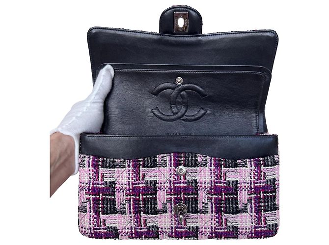 Timeless Mala Chanel Classic Double Flap Medium em Tweed - vista 10