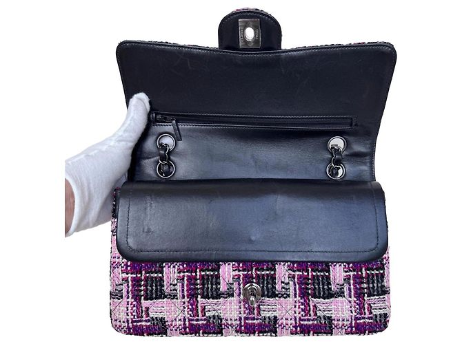 Timeless Mala Chanel Classic Double Flap Medium em Tweed - vista 11