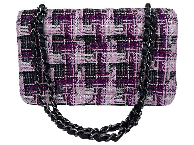 Timeless Mala Chanel Classic Double Flap Medium em Tweed - vista 12