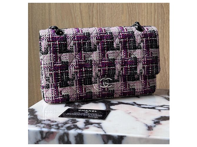 Timeless Mala Chanel Classic Double Flap Medium em Tweed - vista 3