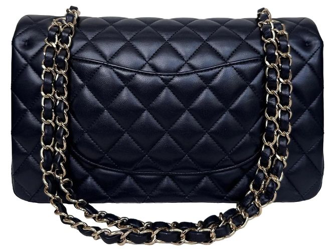Classique Sac Chanel Classic Double Flap Medium Cuir d'Agneau Noir - vue 12