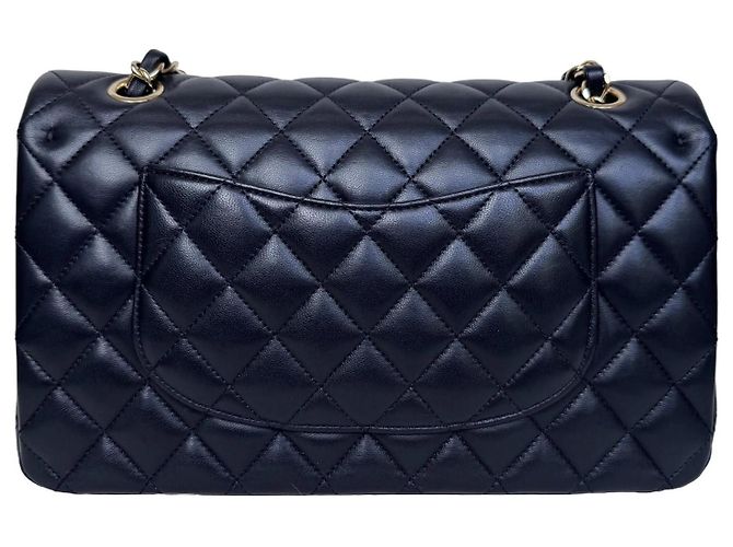 Classique Sac Chanel Classic Double Flap Medium Cuir d'Agneau Noir - vue 13