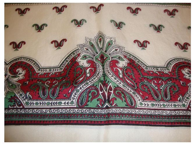 Foulard Hermès Seta Stampa Cashmere Bianco Rosso Verde - vista 4