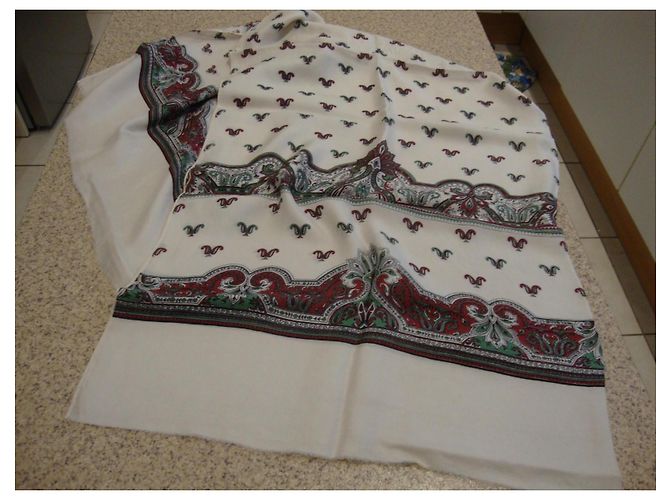 Foulard Hermès Seta Stampa Cashmere Bianco Rosso Verde - vista 5
