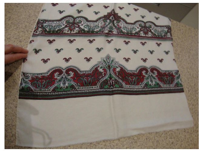 Foulard Hermès Seta Stampa Cashmere Bianco Rosso Verde - vista 6