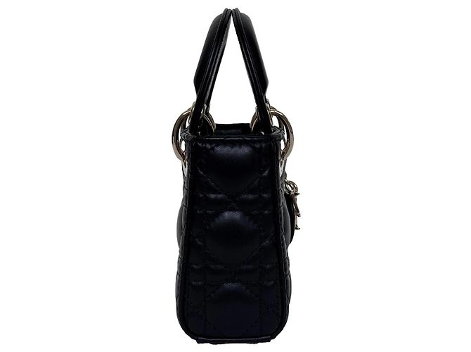 Borsa Dior Lady Dior Micro in Pelle d'Agnello Nera - vista 12