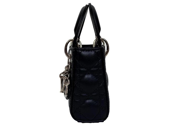 Borsa Dior Lady Dior Micro in Pelle d'Agnello Nera - vista 13