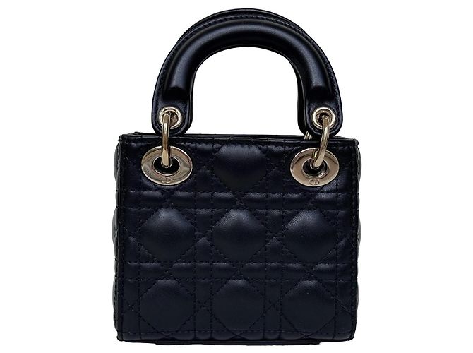 Borsa Dior Lady Dior Micro in Pelle d'Agnello Nera - vista 14