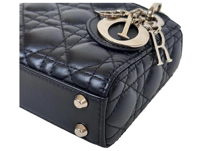 Borsa Dior Lady Dior Micro in Pelle d'Agnello Nera - vista 6