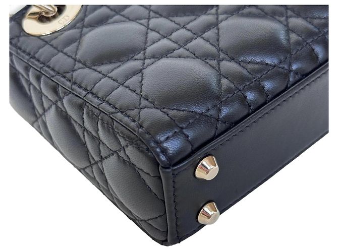 Borsa Dior Lady Dior Micro in Pelle d'Agnello Nera - vista 7