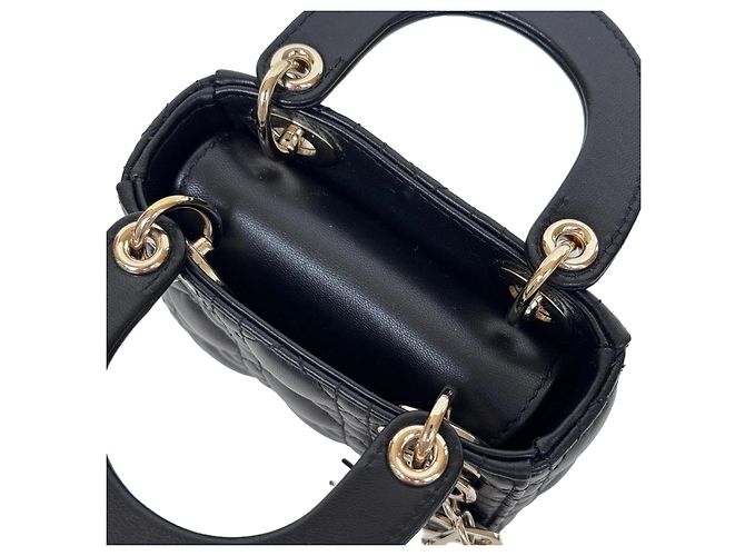 Borsa Dior Lady Dior Micro in Pelle d'Agnello Nera - vista 8