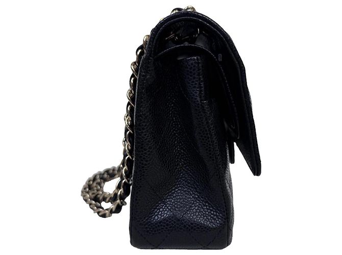Timeless Bolsa Chanel Classic Double Flap Medium Couro Caviar Preto - vista 10