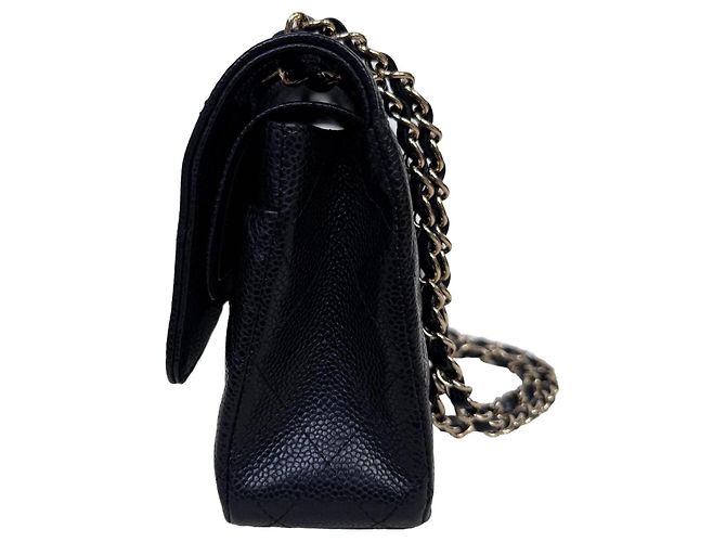 Timeless Bolsa Chanel Classic Double Flap Medium Couro Caviar Preto - vista 11