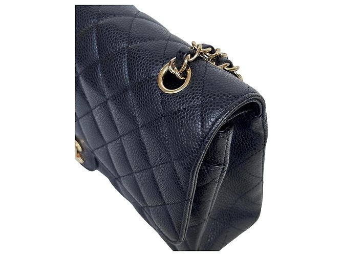 Timeless Bolsa Chanel Classic Double Flap Medium Couro Caviar Preto - vista 7