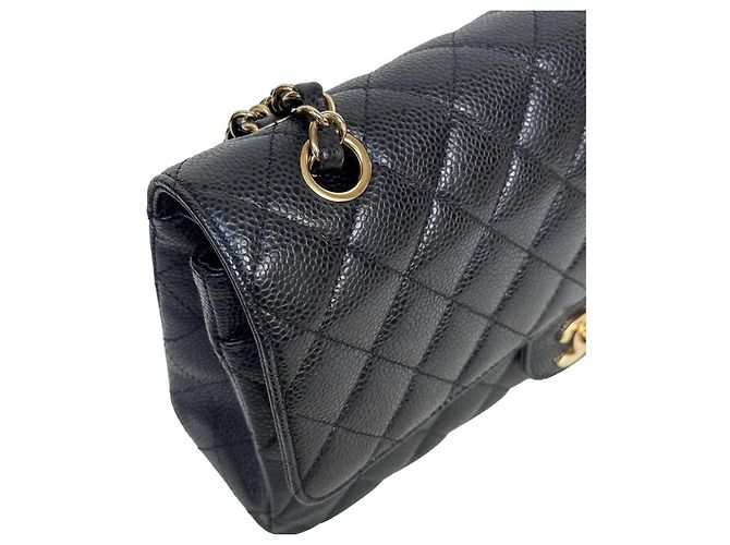 Timeless Bolsa Chanel Classic Double Flap Medium Couro Caviar Preto - vista 8
