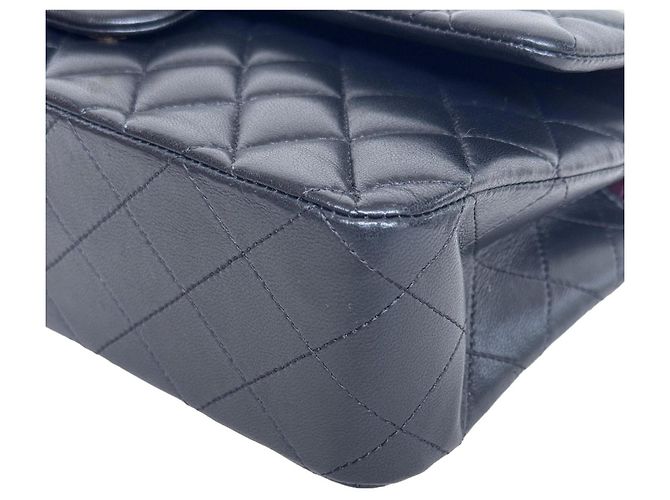 Timeless Chanel Classic Double Flap Medium Pele Cordeiro Preto Ouro - vista 13