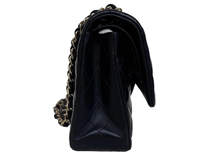 Timeless Chanel Classic Double Flap Medium Pele Cordeiro Preto Ouro - vista 15