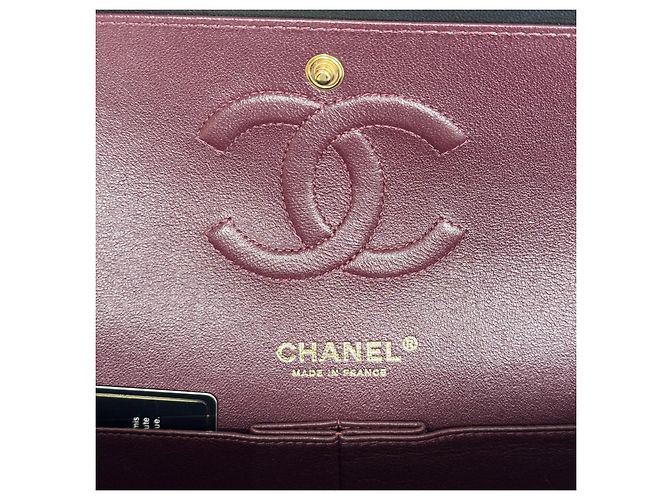 Timeless Chanel Classic Double Flap Medium Pele Cordeiro Preto Ouro - vista 5