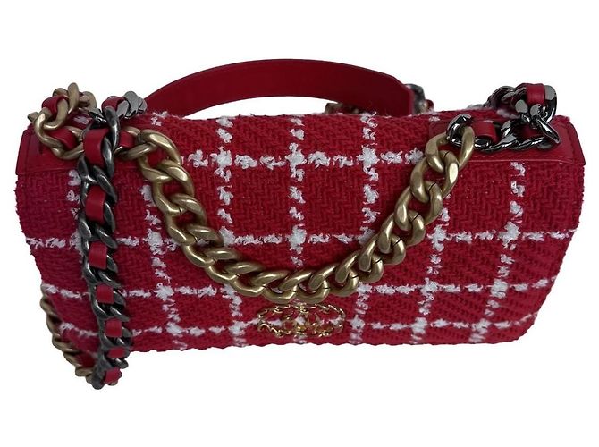 Chanel 19 Wallet on Chain Rosso Tweed - vista 3