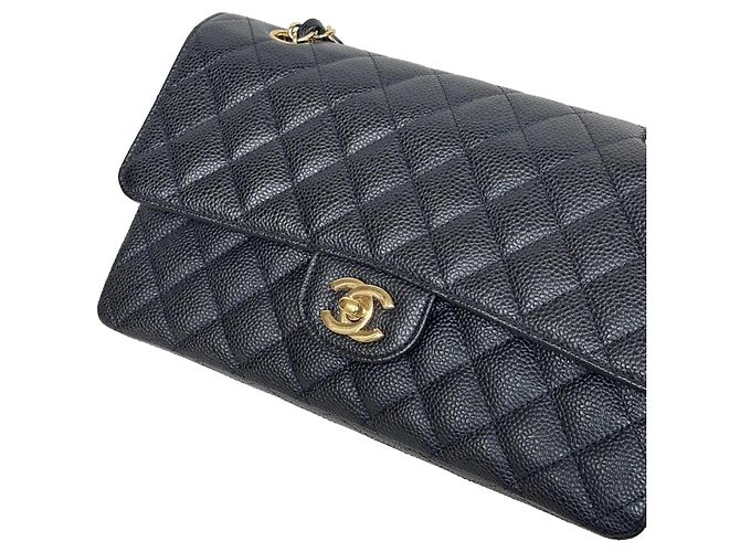 Timeless Chanel Classic Double Flap Medium Schwarz Kaviarleder - Ansicht 10