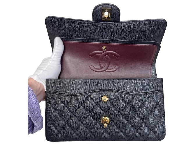 Timeless Chanel Classic Double Flap Medium Schwarz Kaviarleder - Ansicht 12